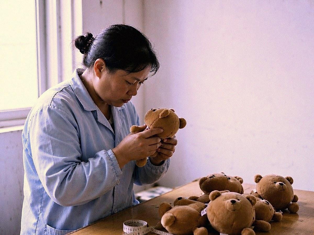 Final product inspection at our plush manufacturing facility